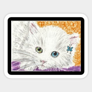 Cute white kitten  cat Sticker